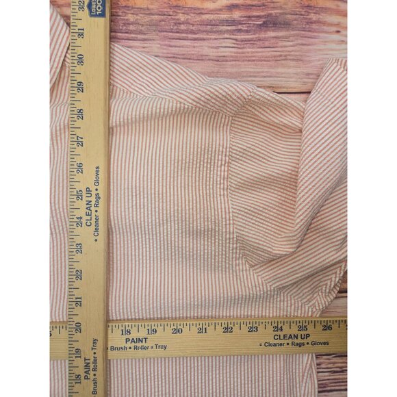 Ralph Lauren Blake Orange Striped Button-Down Seersucker Shirt Mens Large - Picture 8 of 8